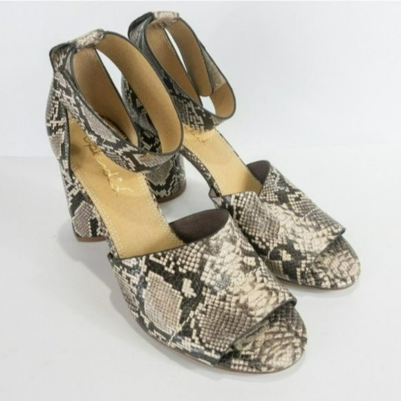 Splendid Thandie Embossed Leather Ankle-Strap Sandals -Natural Snake - Picture 6 of 8